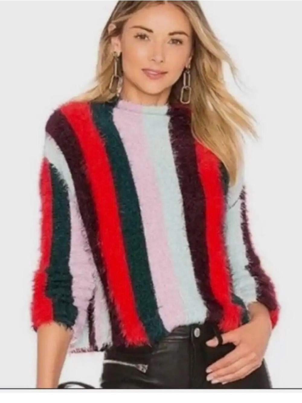 BlankNYC The Mad Hatter mock neck‎ fuzzy sweater Small